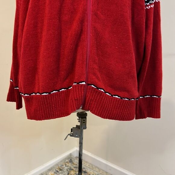 Dress Barn Snowflake Print Zip Front Acrylic Cardigan Sweater - Size 14/16 - Picture 5 of 12